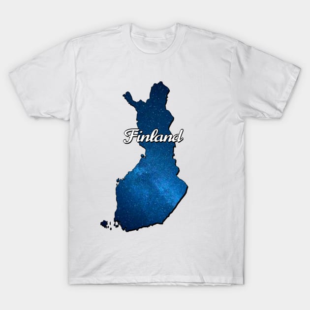 Blue map of Finland T-Shirt by Purrfect